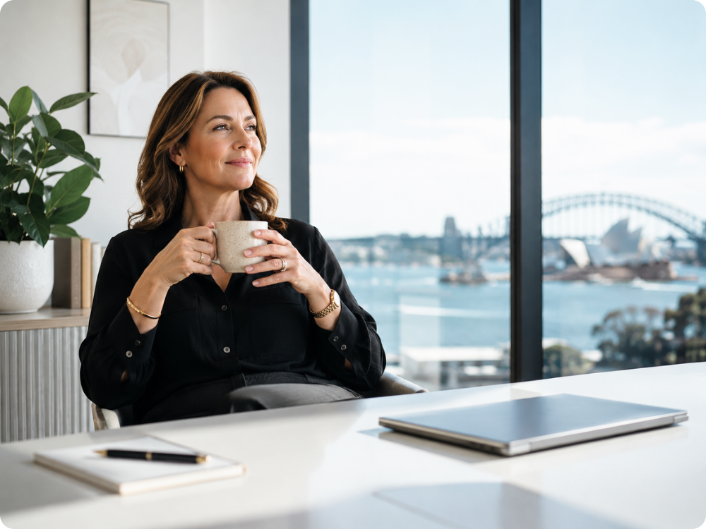 Professional HR manager in Sydney experiencing peace of mind with HR Command’s notification and reminder automation.
